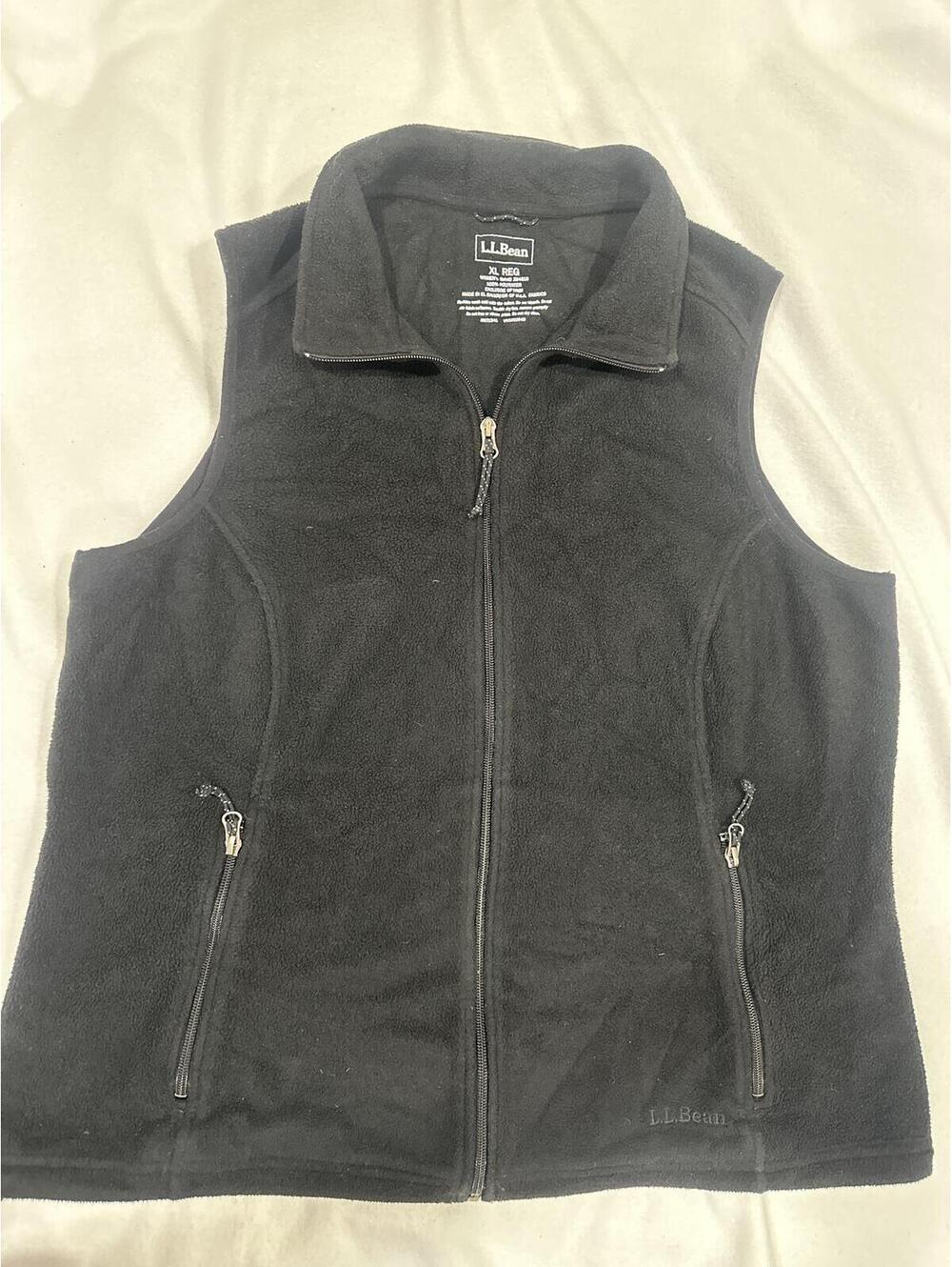 L.L.Bean Black Full Zip Fleece Vest Women’s XL